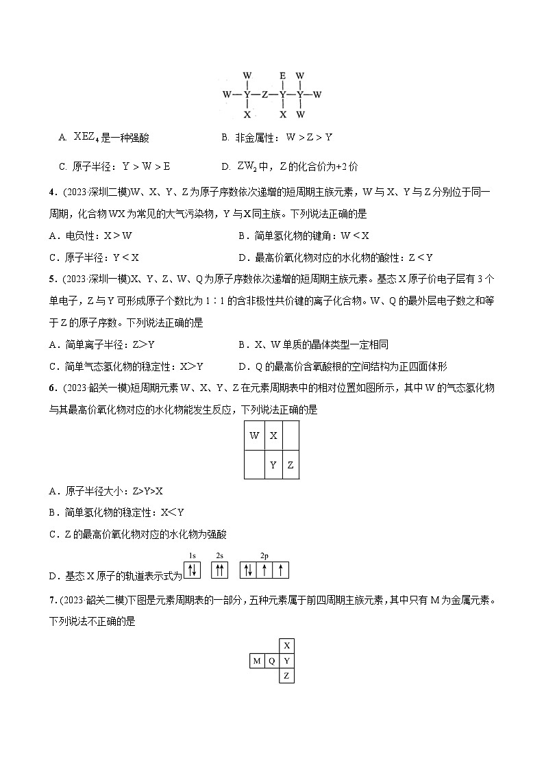 必练07 物质结构与元素周期律-2024年高考化学总复习高频考点必刷1000题（广东专用）02