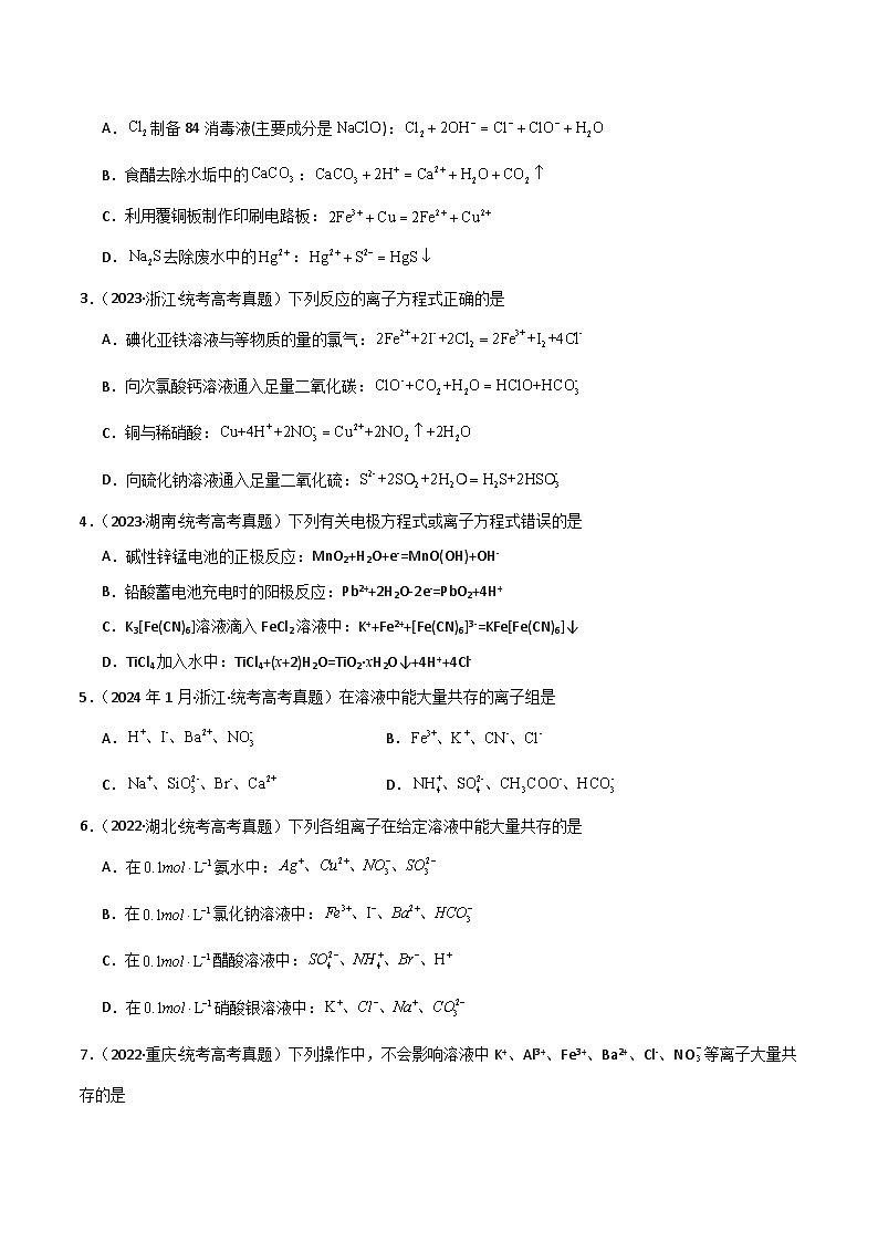 专题04  离子反应-【专题强化】2024年高考化学二轮专题强化训练02