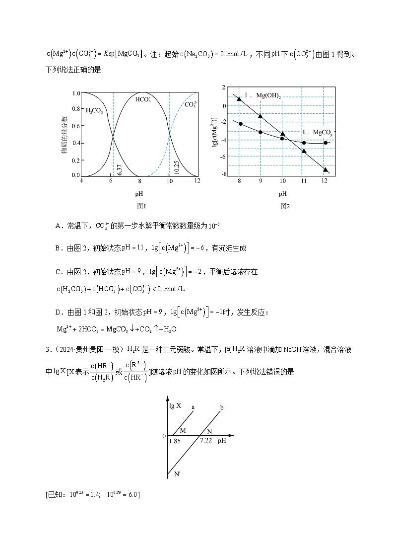 必刷题12 电解质溶液-备战2024年高考化学二轮必刷题（江苏专用）02