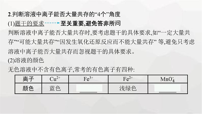 新教材(广西专版)高考化学一轮复习第1章物质及其变化第3讲离子共存离子的检验与推断课件06