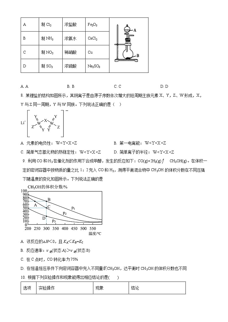 2024届安徽省六安第一中学高三下学期质量检测（三 ）化学试题（学生版）第3页