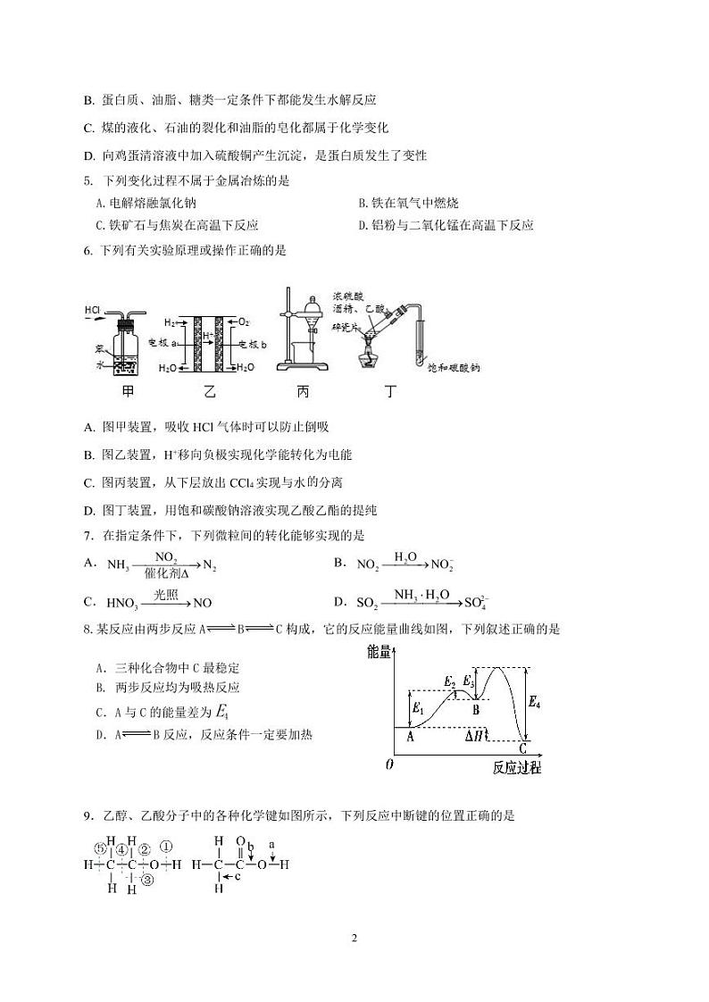 江苏省宿迁市泗阳县实验高级中学2023-2024学年高一下学期5月月考化学试题02
