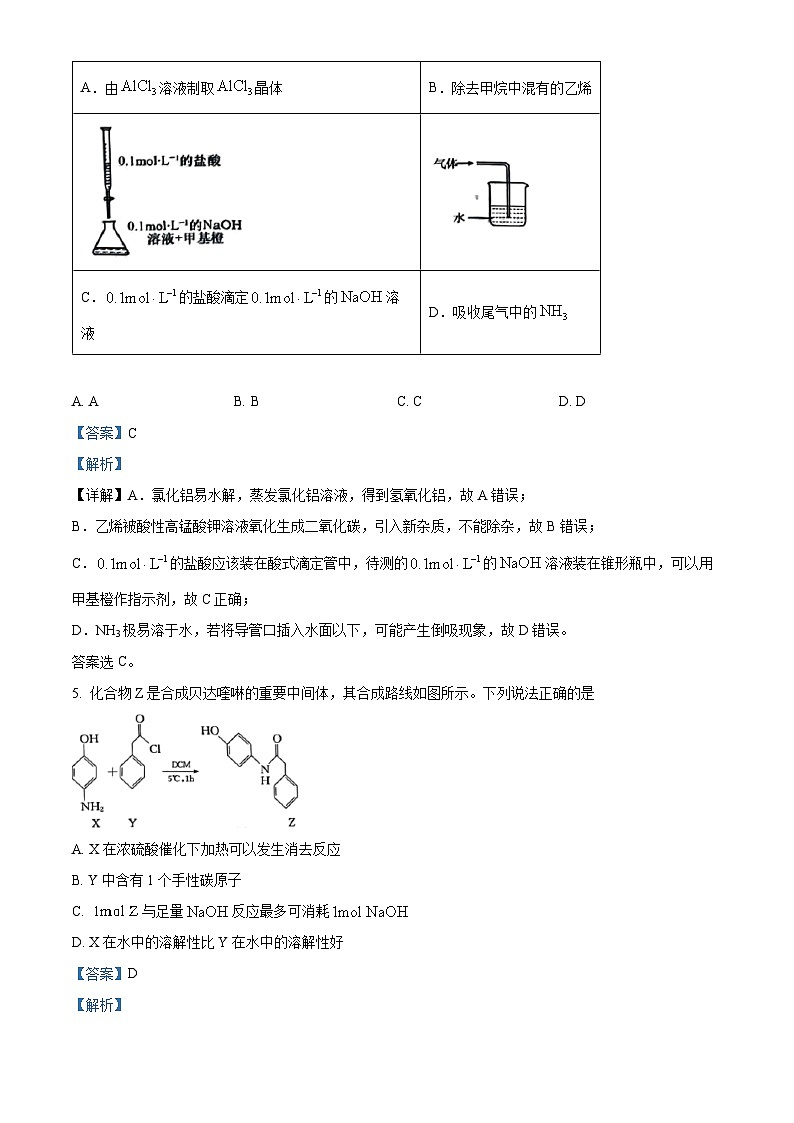 山东省普通高中2024届高三下学期学业水平等级考模拟预测化学试题（学生版+教师版）03