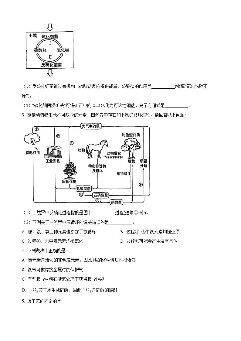 上海市大同中学2023-2024学年高一下学期期中考试化学试题（学生版）第2页