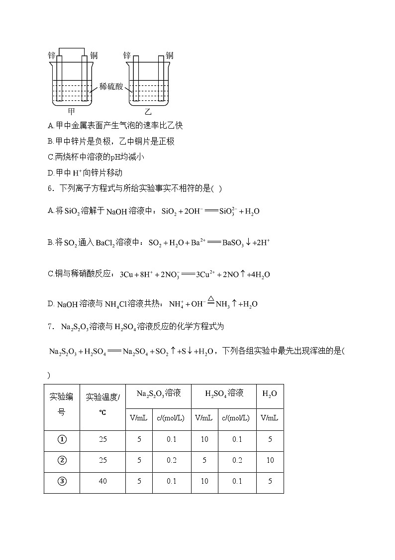 广西桂林市部分学校2022-2023学年高一下学期期末考试化学试卷(含答案)02