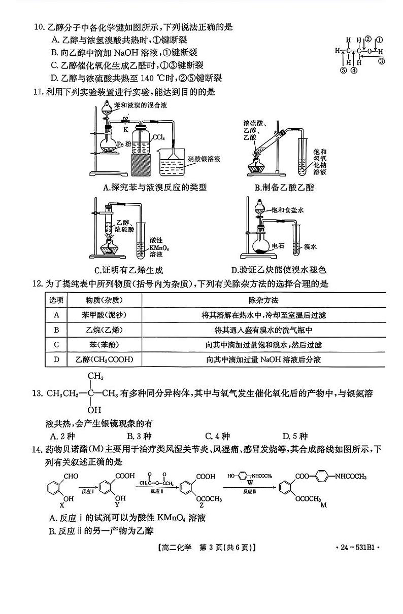 河北省定州市第二中学2023-2024学年高二下学期5月月考化学试题03
