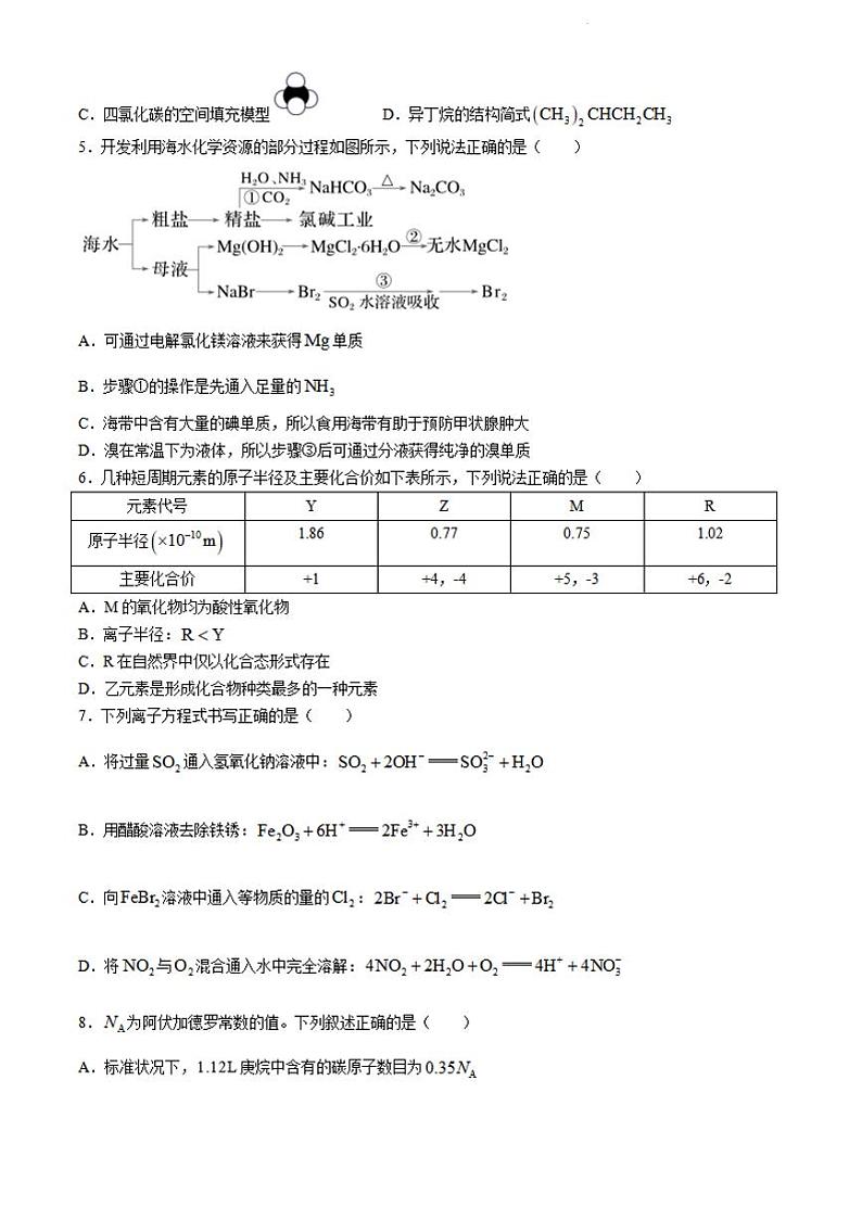 四川省成都市树德中学2023-2024学年高一下学期5月期中考试化学试题02