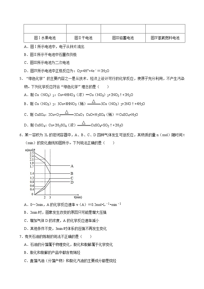 2024岳阳汨罗一中高一下学期5月月考化学试题含答案第2页