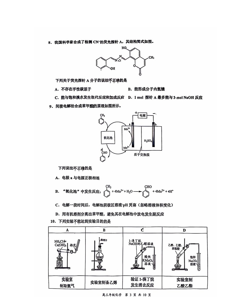 2024北京北师大二附中高三保温卷化学试卷 （无答案）第3页