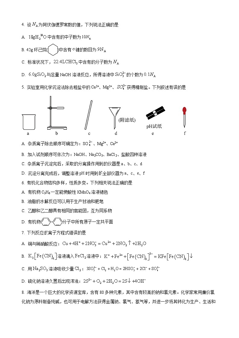 2024届广西普通高中学业水平选择性考试高三下学期模拟考试化学试卷（学生版）第2页