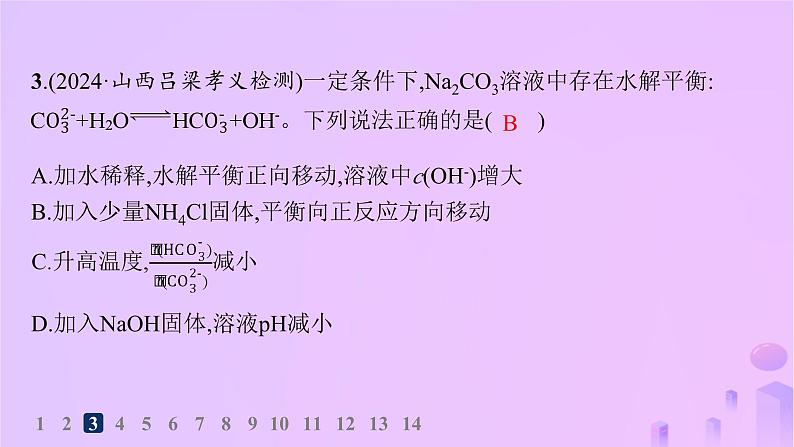 2025年高中化学第三章第三节第二课时影响盐类水解的主要因素分层作业课件新人教版选择性必修106