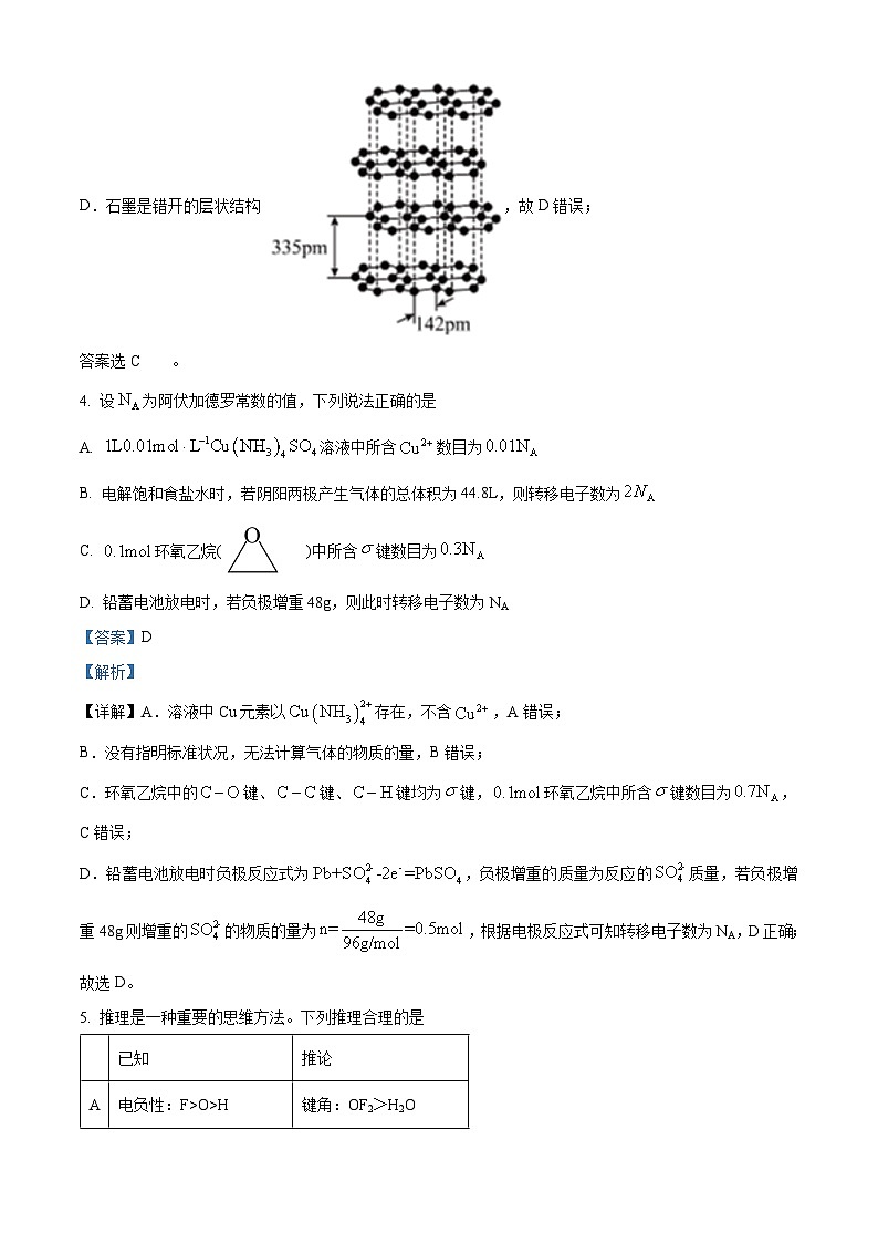 2024届湖北省武汉市黄陂区第七高级中学高三下学期一模化学试题 （学生版+教师版）03