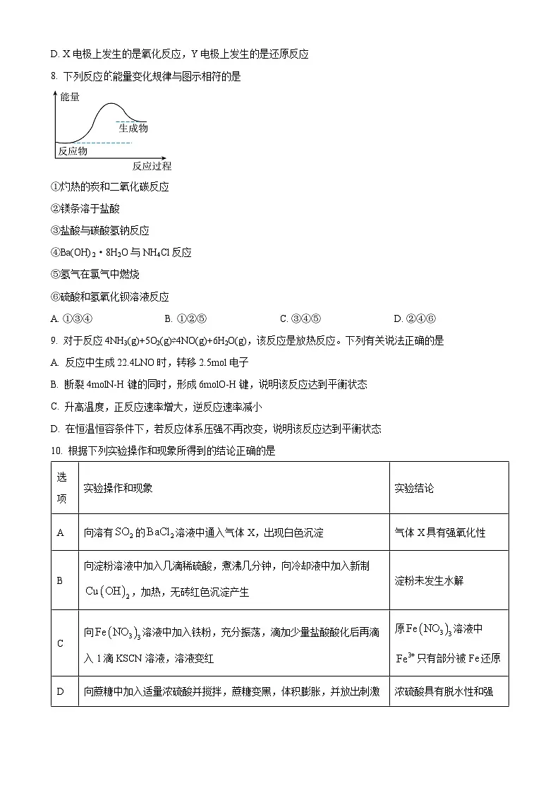 精品解析：江苏省海安高级中学2022-2023学年高一下学期期中考试化学（选修）试题（原卷版）第3页
