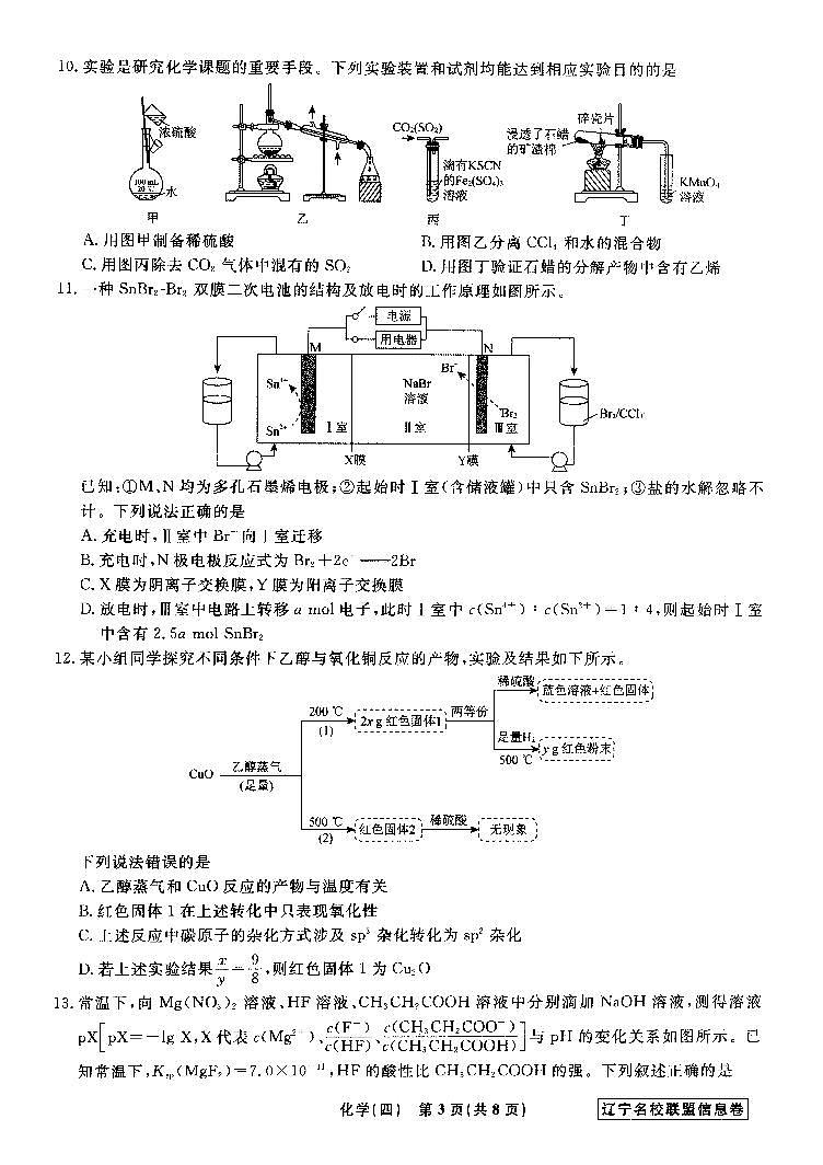 辽宁省名校联盟2024届高三下学期高考模拟化学卷（四）（信息卷）03