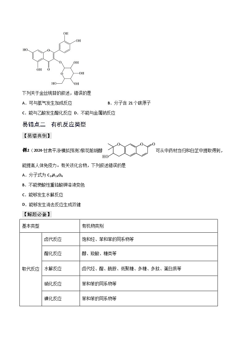 易错专题15 有机化学基础（原卷版）-2024年高考化学考前易错聚焦第3页