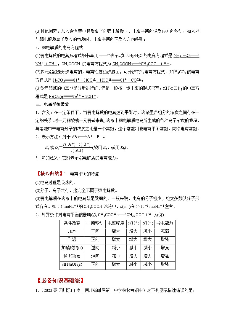 考点09 电离平衡 --2023-2024学年高二化学核心考点归纳与分层测试（人教版2019选择性必修1）第2页