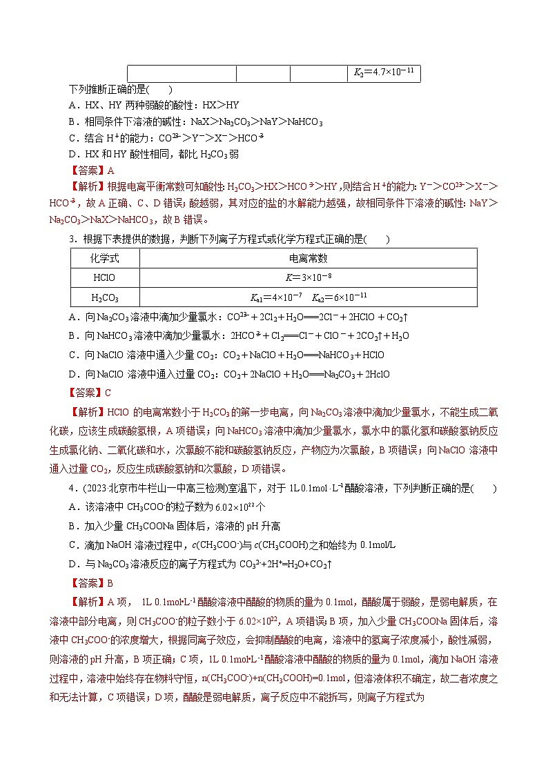 专题08 水溶液中的离子反应与平衡(练习)-2024年高考化学二轮复习讲练测（新教材新高考）02
