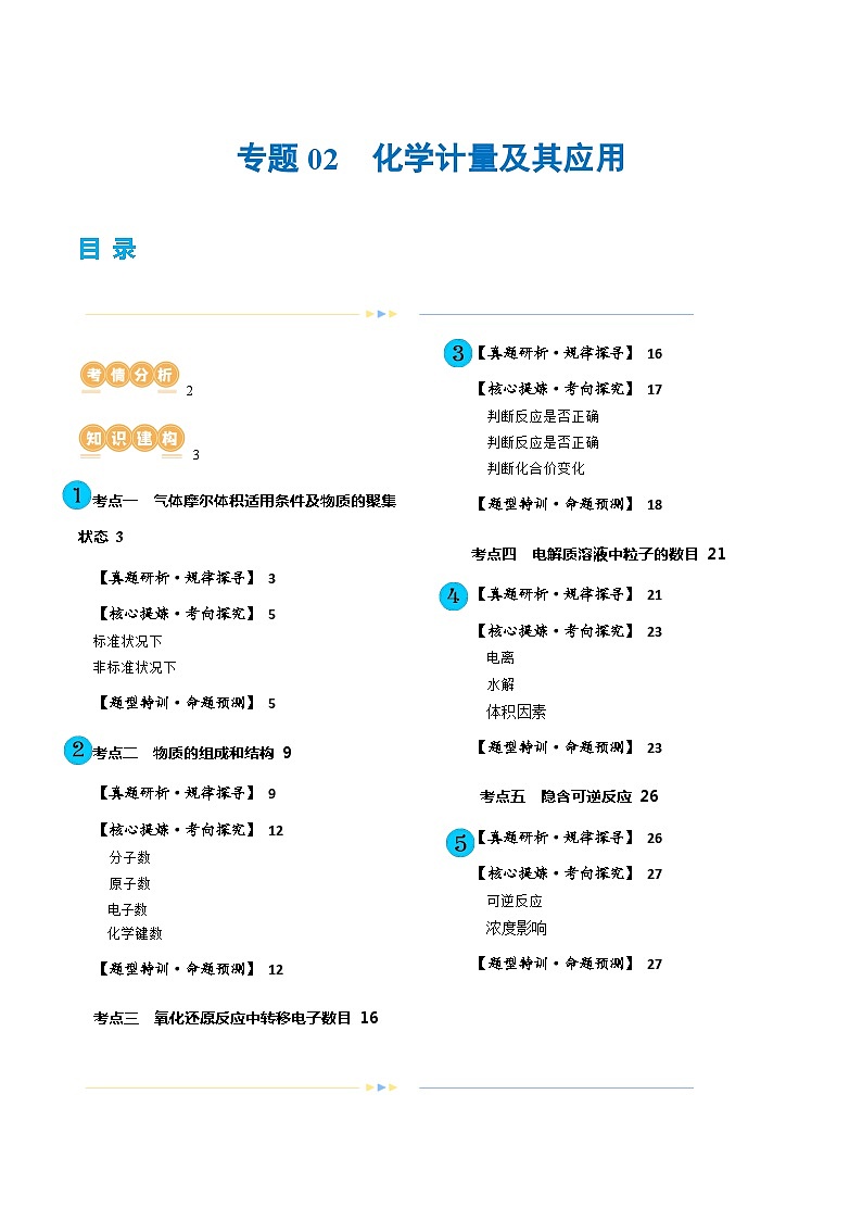 专题02  化学计量及其应用(讲义)-2024年高考化学二轮复习讲练测（新教材新高考）01