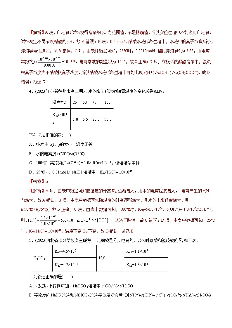 专题08 水溶液中的离子反应与平衡(测试)-2024年高考化学二轮复习讲练测（新教材新高考）第3页
