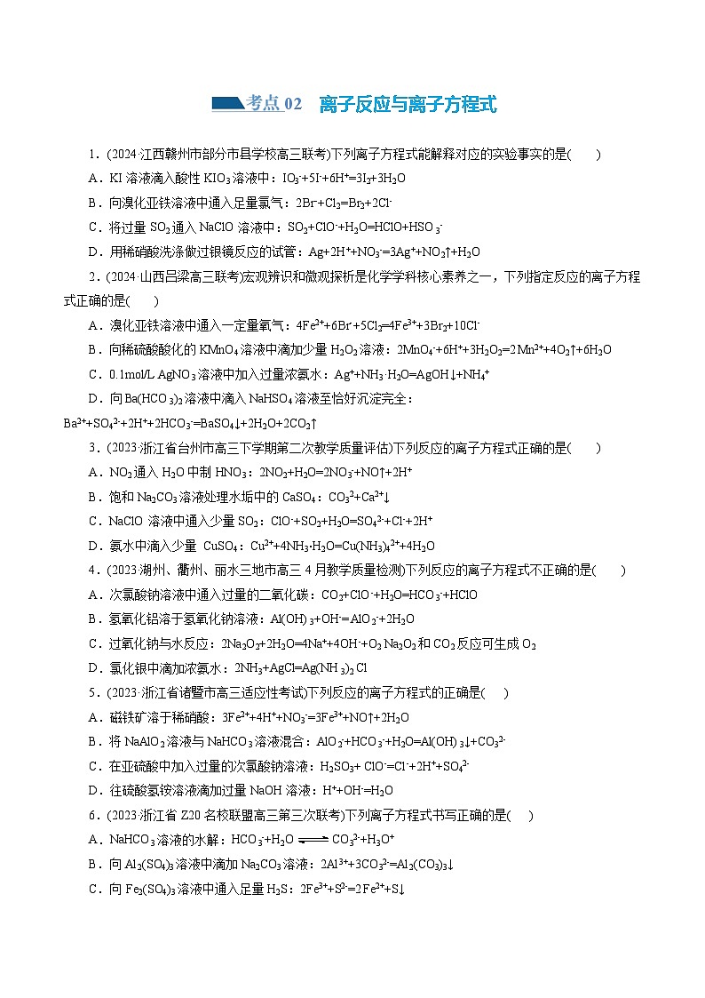 专题03 离子反应(练习)-2024年高考化学二轮复习讲练测（新教材新高考）(原卷版)第2页