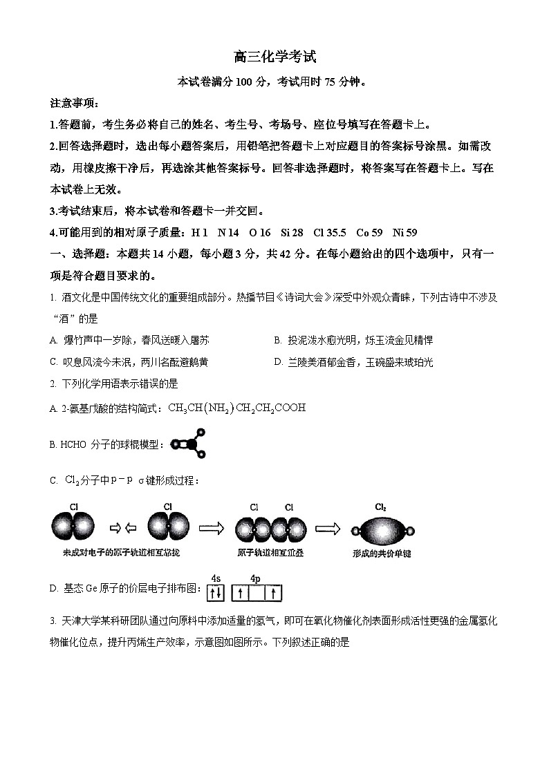 2024届河北省保定市九县一中高三下学期三模化学试题（原卷版+解析版）第1页