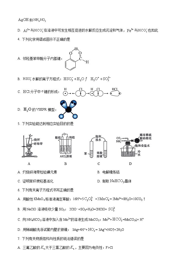 2024届湖北省武昌实验中学高三下学期高考适应性考试化学试卷（原卷版+解析版）第2页