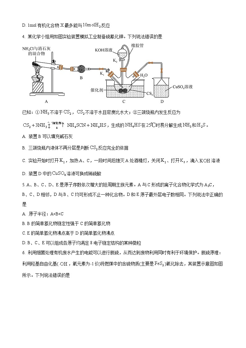 2024届四川省成都市树德中学高三下学期高考适应性考试理科综合试题-高中化学（原卷版+解析版）02
