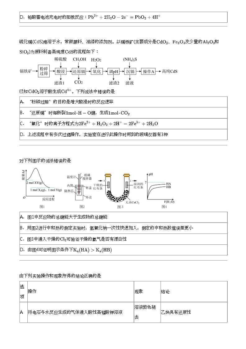 2023_2024学年1月安徽合肥蜀山区合肥一六八中学高三上学期月考化学试卷名校名师测评卷（四）02