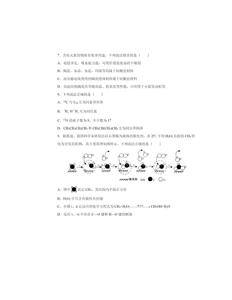 2024北京东直门中学高一下学期5月月考化学（选考）试卷 （无答案）第3页