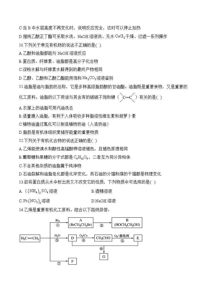 人教版高二化学暑假作业 （7）有机化合物第3页