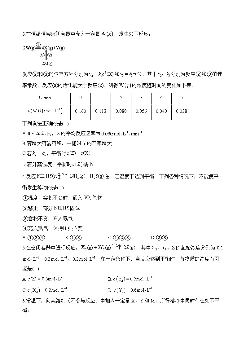 人教版高二化学暑假作业 （10）化学反应速率与化学平衡第2页