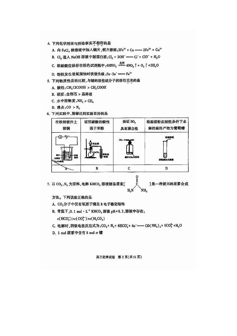 2024届北京顺义高三一模化学试题第2页