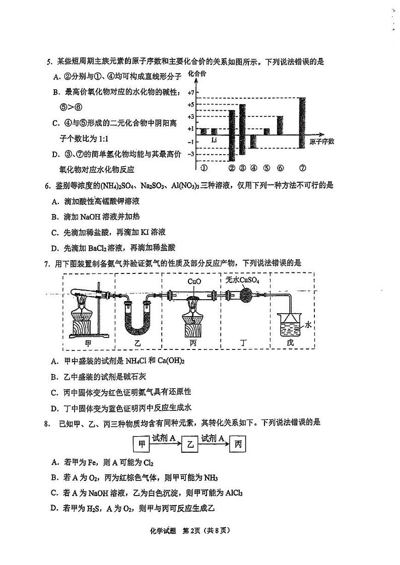 山东省淄博市2022-2023学年高一下学期教学质量检测（期末）化学试题02