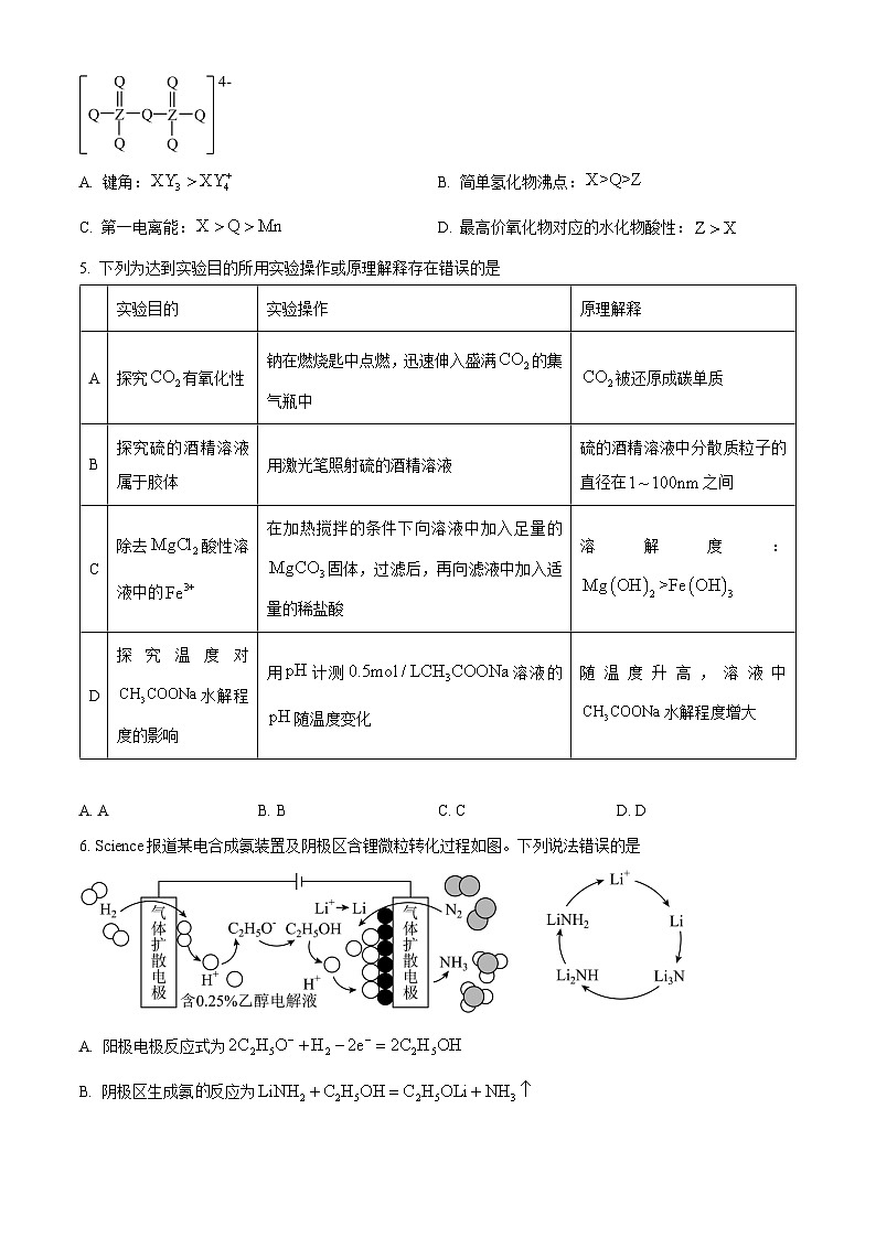 2024届四川省眉山市仁寿县四川省仁寿第一中学校（北校区）模拟预测理综试题-高中化学 Word版无答案第2页