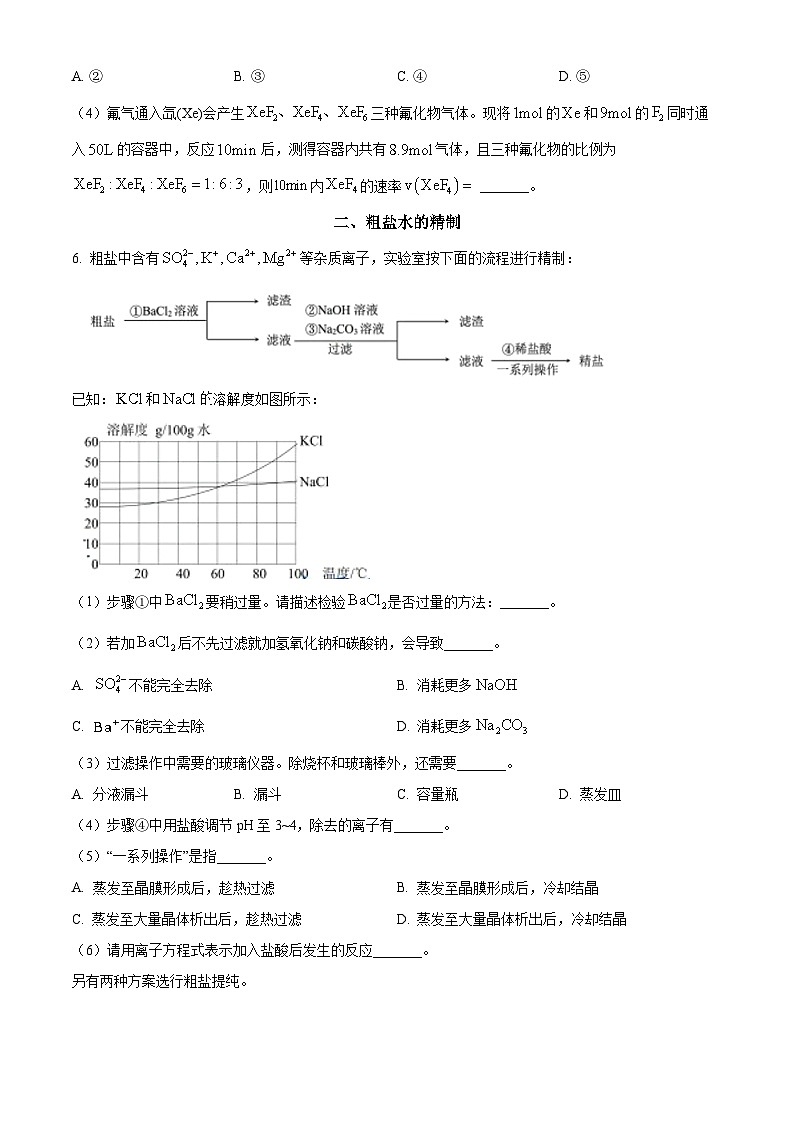 2024年高考真题：上海市等级考化学试卷（原卷版）02
