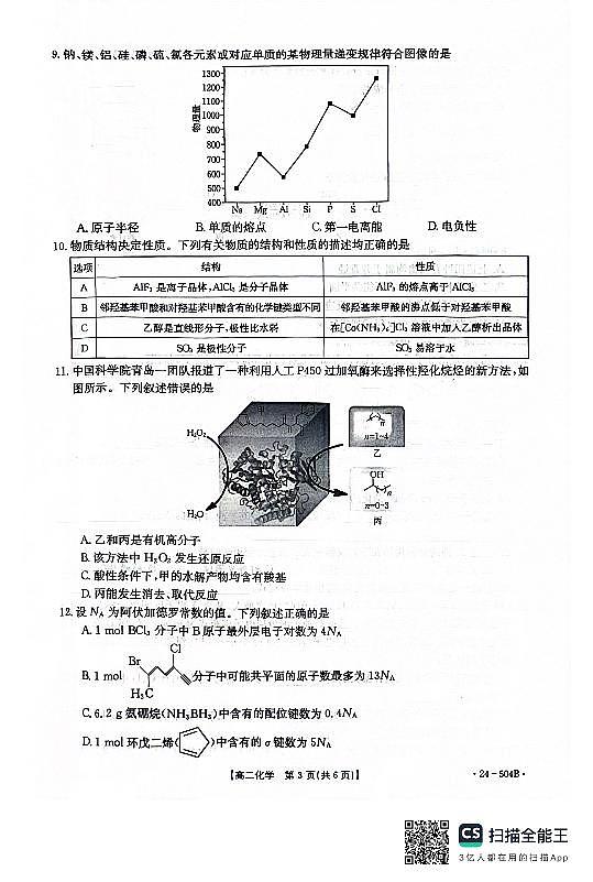 河北省邢台市2023-2024学年高二下质检联盟第三次月考+化学第3页