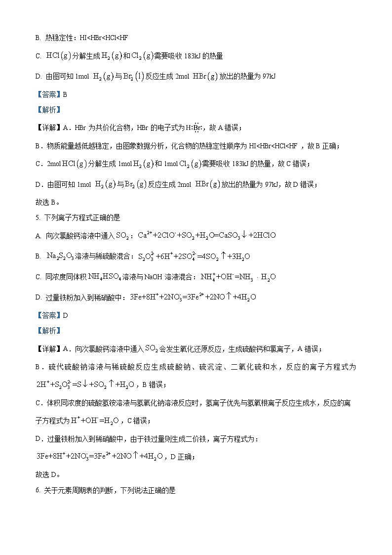 湖南省岳阳市岳汨2023-2024学年高一下学期5月月考化学试题（Word版附解析）03