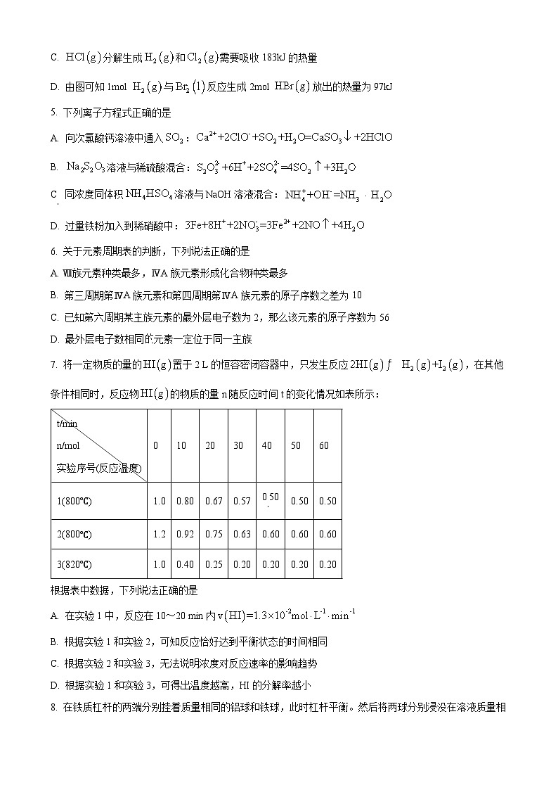 湖南省岳阳市岳汨2023-2024学年高一下学期5月月考化学试题（Word版附解析）02