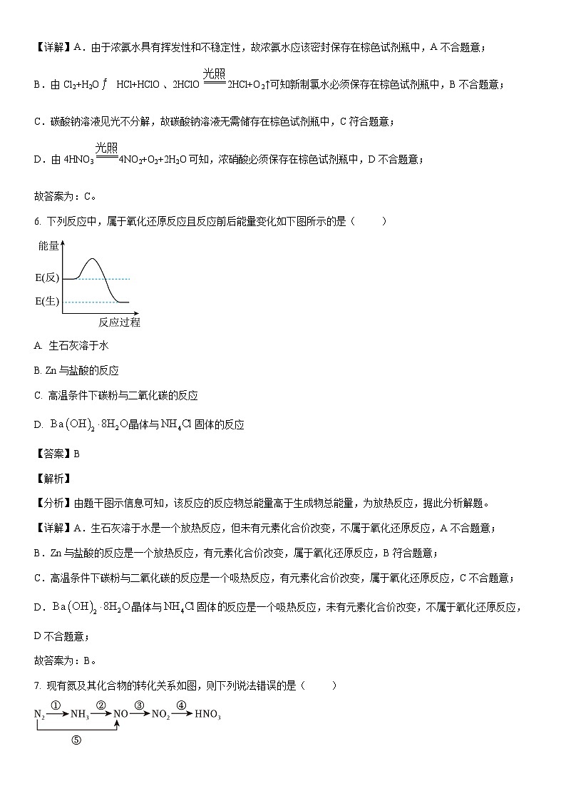 [化学]江苏省连云港市七校2023-2024学年高一下学期期中联考试题（解析版）03