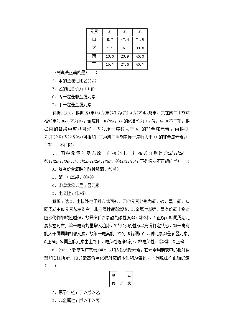 2025届高考化学一轮总复习课时跟踪练28元素周期表元素周期律02