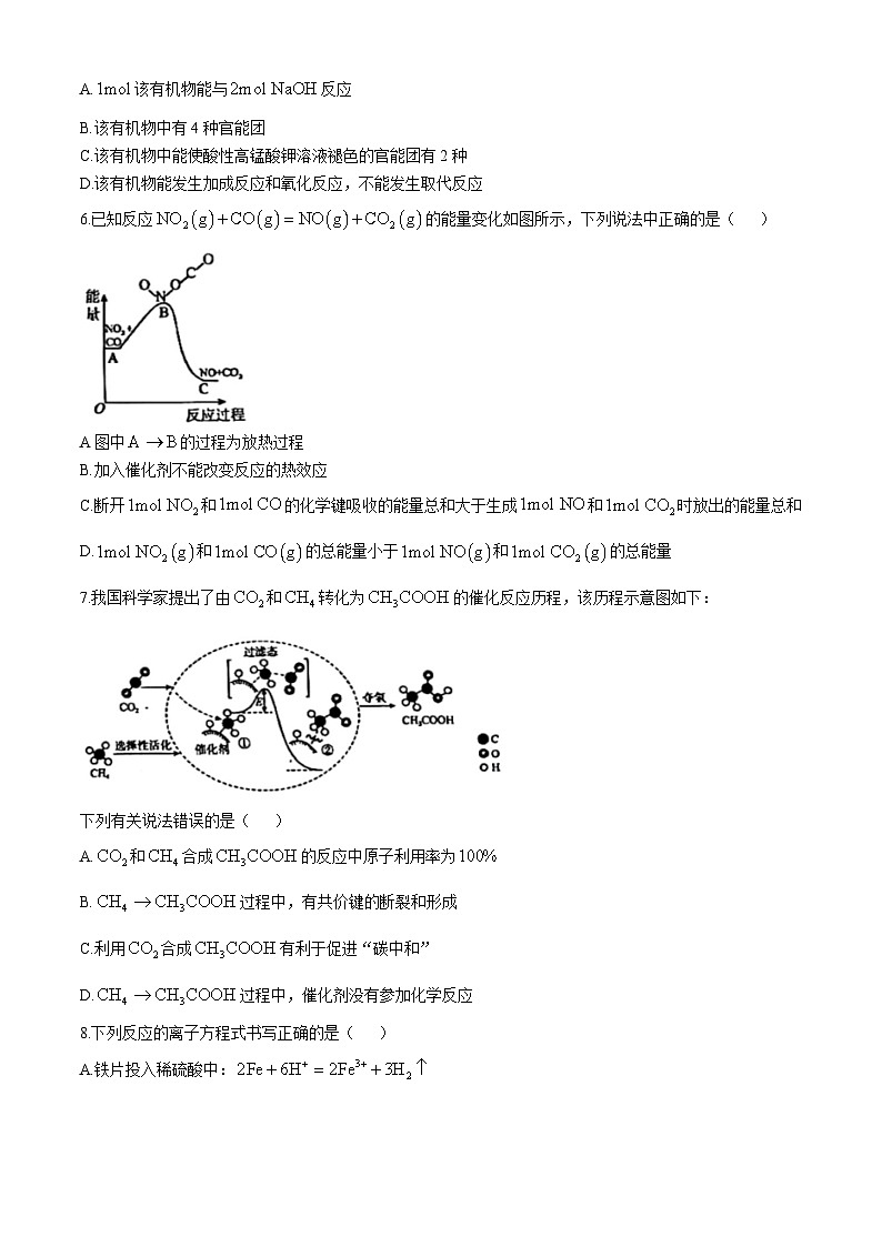 天津市第二新华学校2023-2024学年高一下学期6月月考化学试题(无答案)02