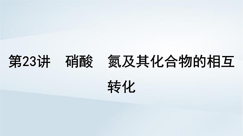 2025届高考化学一轮总复习第5章非金属及其化合物第23讲硝酸氮及其化合物的相互转化课件第1页