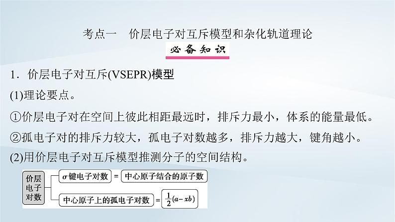 2025届高考化学一轮总复习第6章物质结构与性质元素周期律第30讲价层电子对互斥模型杂化轨道理论课件第4页