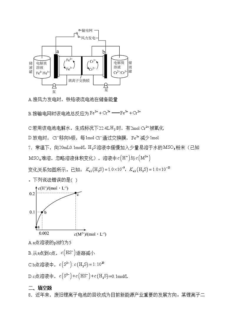 内蒙古赤峰市2024届高三4月模拟考试（二模）理综化学试卷(含答案)03