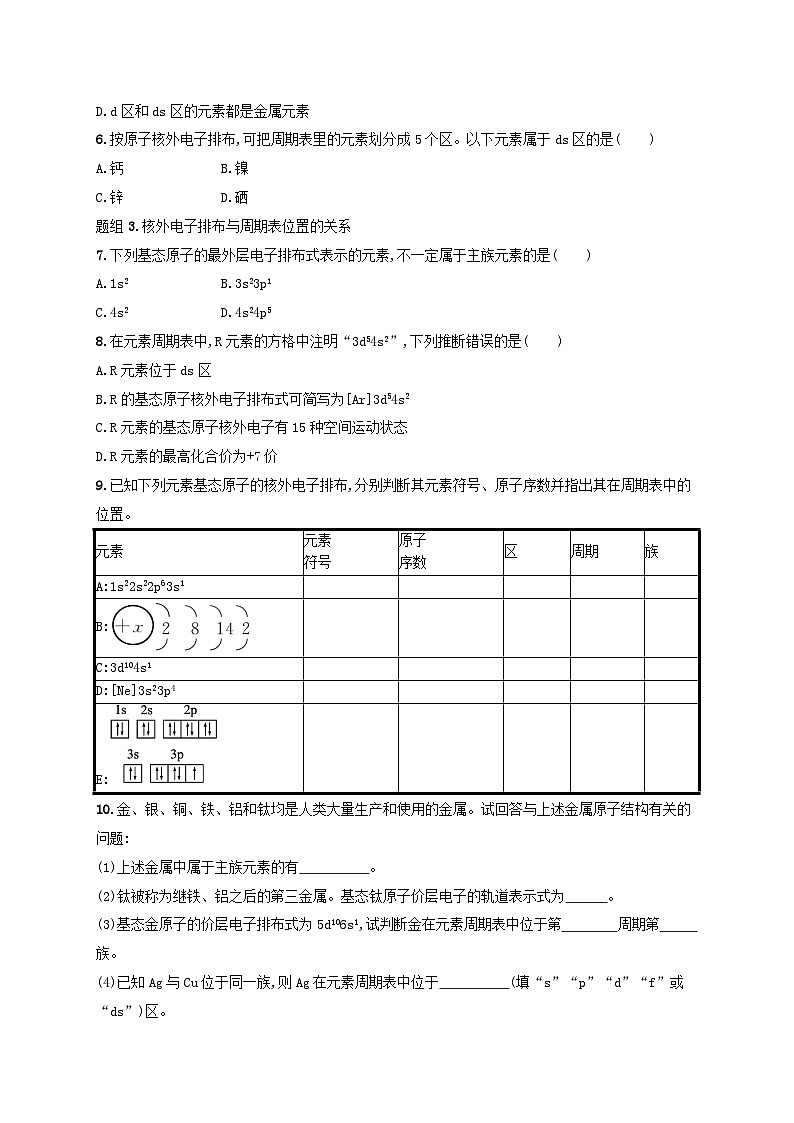 2024_2025学年新教材高中化学第1章分层作业4原子结构与元素周期表新人教版选择性必修2第2页