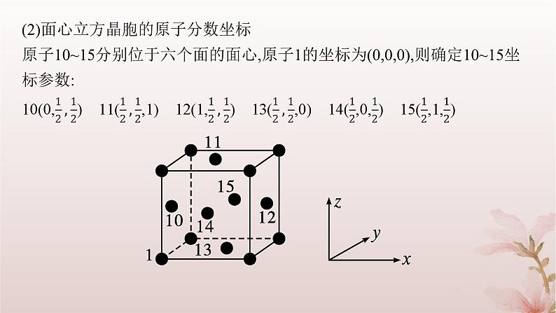 2025年高中化学第3章晶体结构与性质微专题5原子分数坐标及其应用课件新人教版选择性必修204