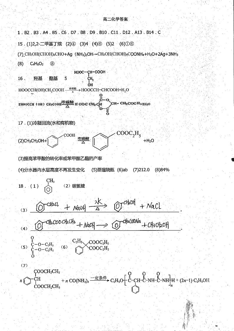 河北省保定市唐县第一中学2023-2024学年高二下学期5月期中考试化学试题01