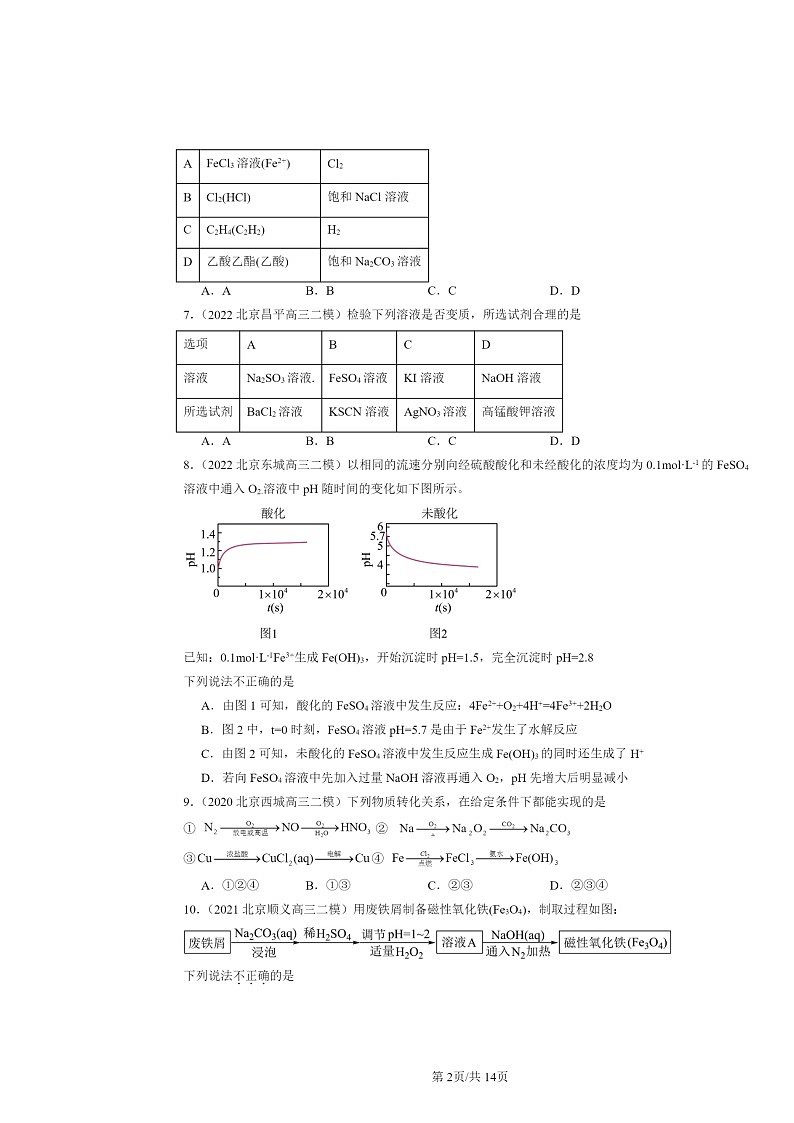 [化学][二模]2020～2024北京高三试题分类汇编：铁的多样性第2页