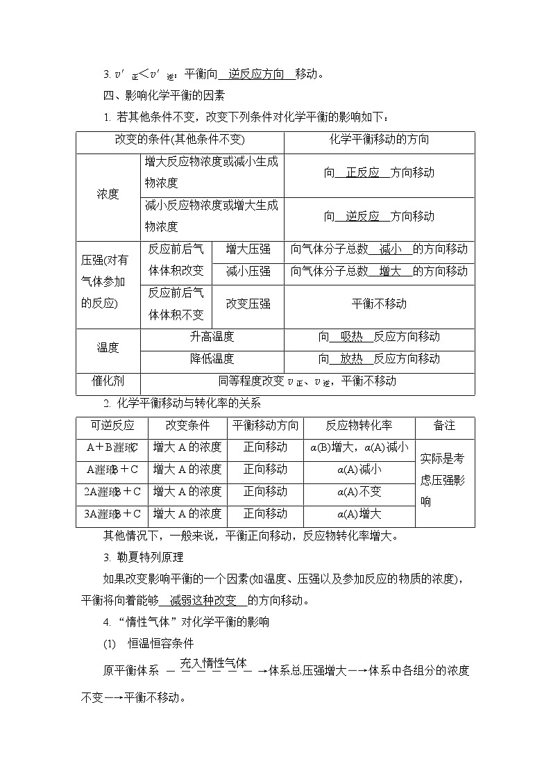 第二章　化学反应速率与化学平衡  第二节　化学平衡　课时10　影响化学平衡的因素  学案第2页