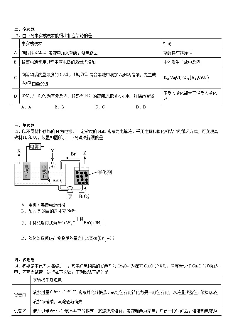 2024年山东高考化学真题试题（原卷版+含解析）03